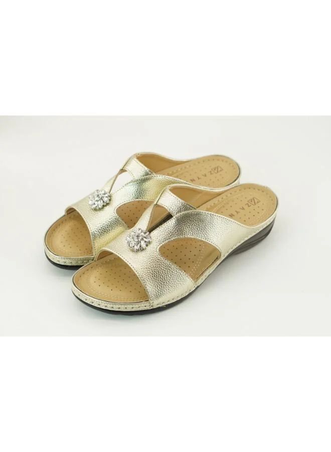 زينة 221-3147 Zayna Ladies Flat Sandals 88909-51 Gold